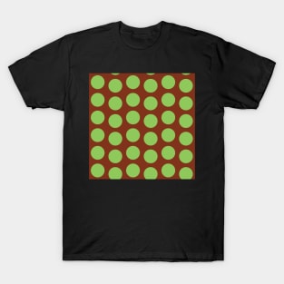 Green Brown Polka Dots Offset Seamless Repeat Pattern T-Shirt